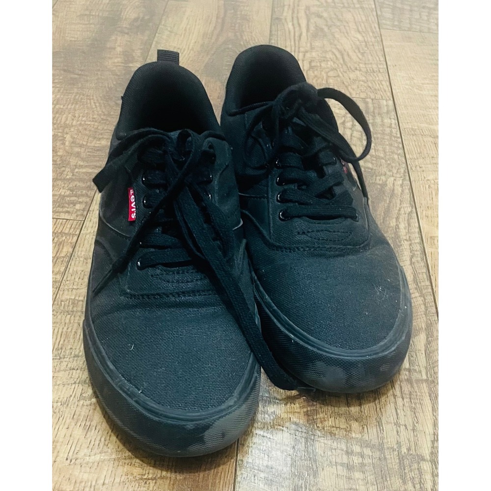Levi's Mens Black Canvas Low Top Sneakers Casual Shoes Size 8